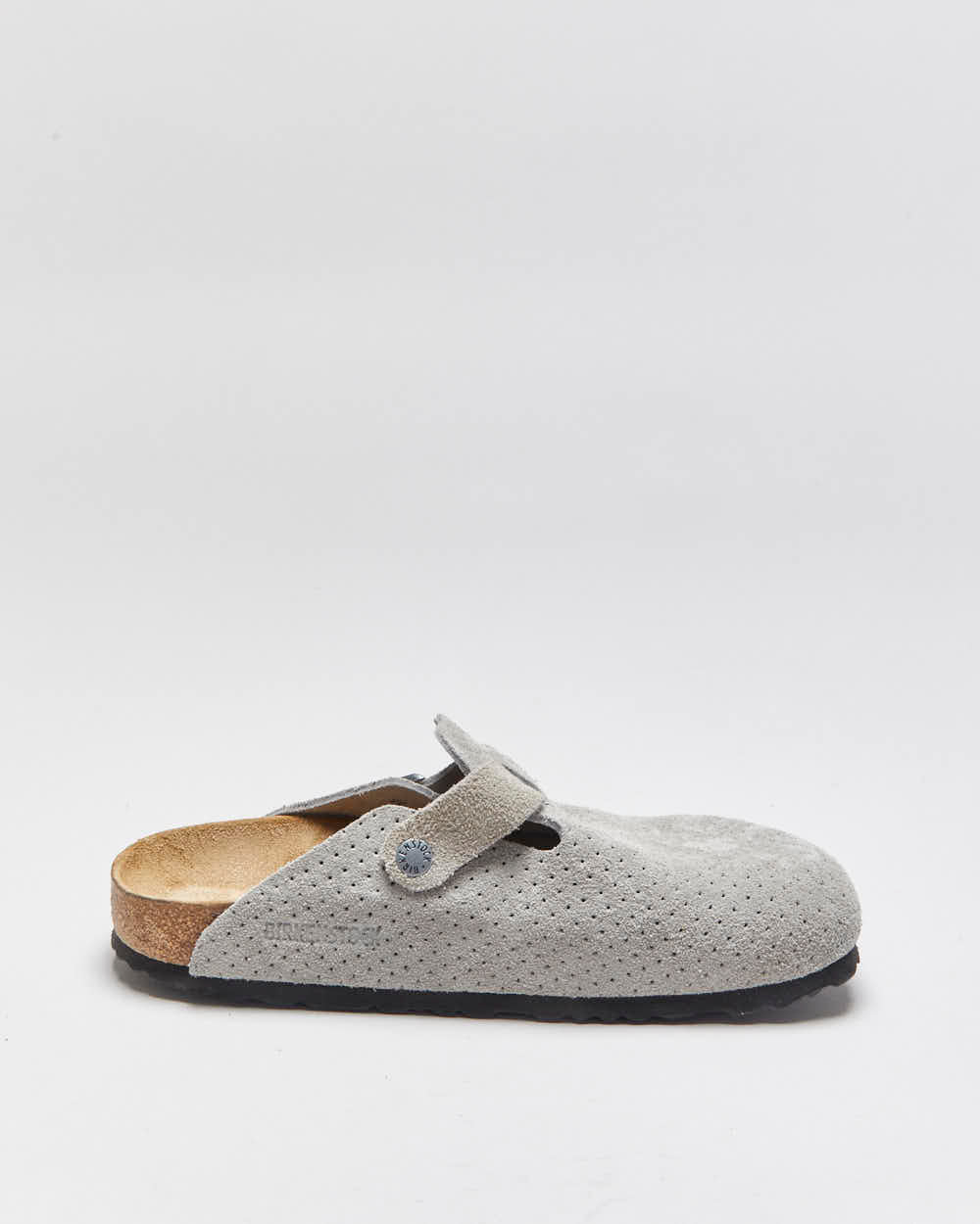 DS Birkenstock Boston Dotted Stone Coin Embossed Grey Suede Women's Clogs - UK6