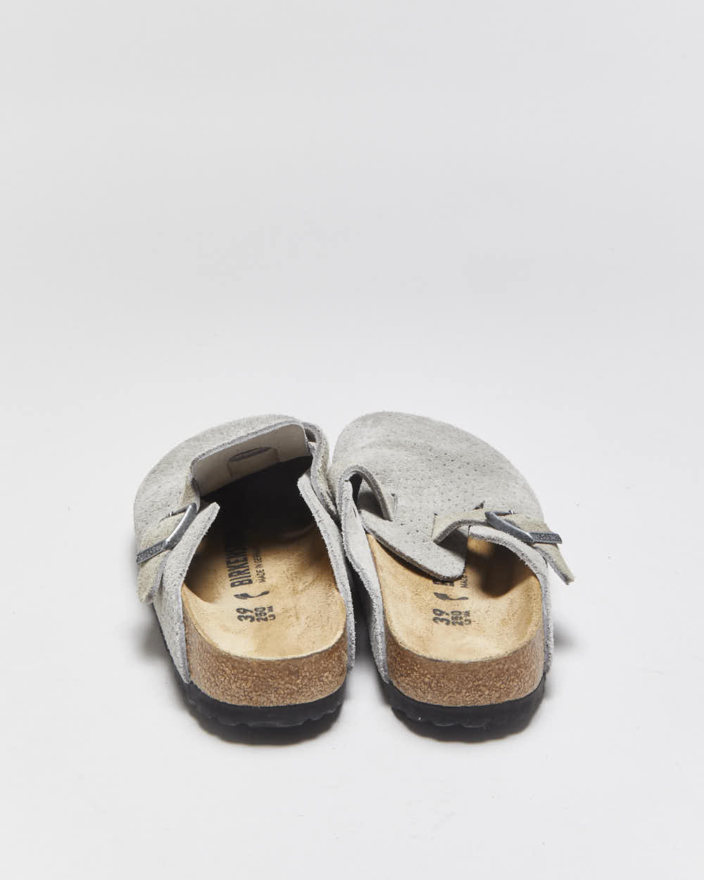DS Birkenstock Boston Dotted Stone Coin Embossed Grey Suede Women's Clogs - UK6
