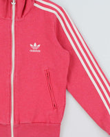 Vintage Adidas Originals Women's Hot Pink Trefoil Zip-Up Track Sweatshirt - S