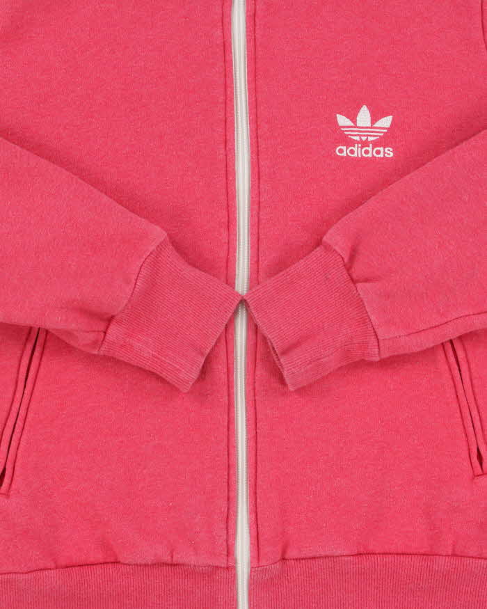 Vintage Adidas Originals Women's Hot Pink Trefoil Zip-Up Track Sweatshirt - S