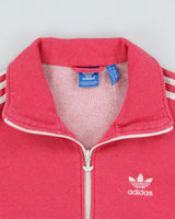 Vintage Adidas Originals Women's Hot Pink Trefoil Zip-Up Track Sweatshirt - S