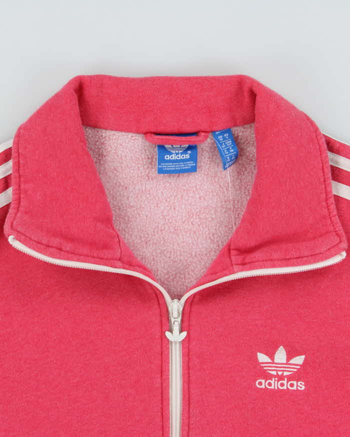 Vintage Adidas Originals Women's Hot Pink Trefoil Zip-Up Track Sweatshirt - S