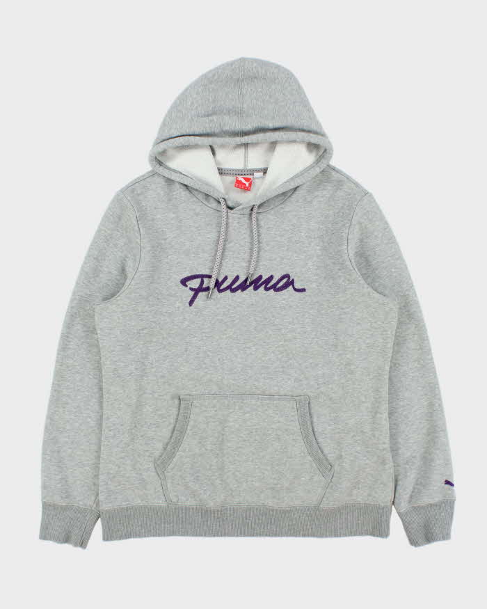 Vintage Puma Grey Marl Women's Midweight Embroidered Pullover Hoodie - XL