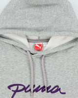 Vintage Puma Grey Marl Women's Midweight Embroidered Pullover Hoodie - XL
