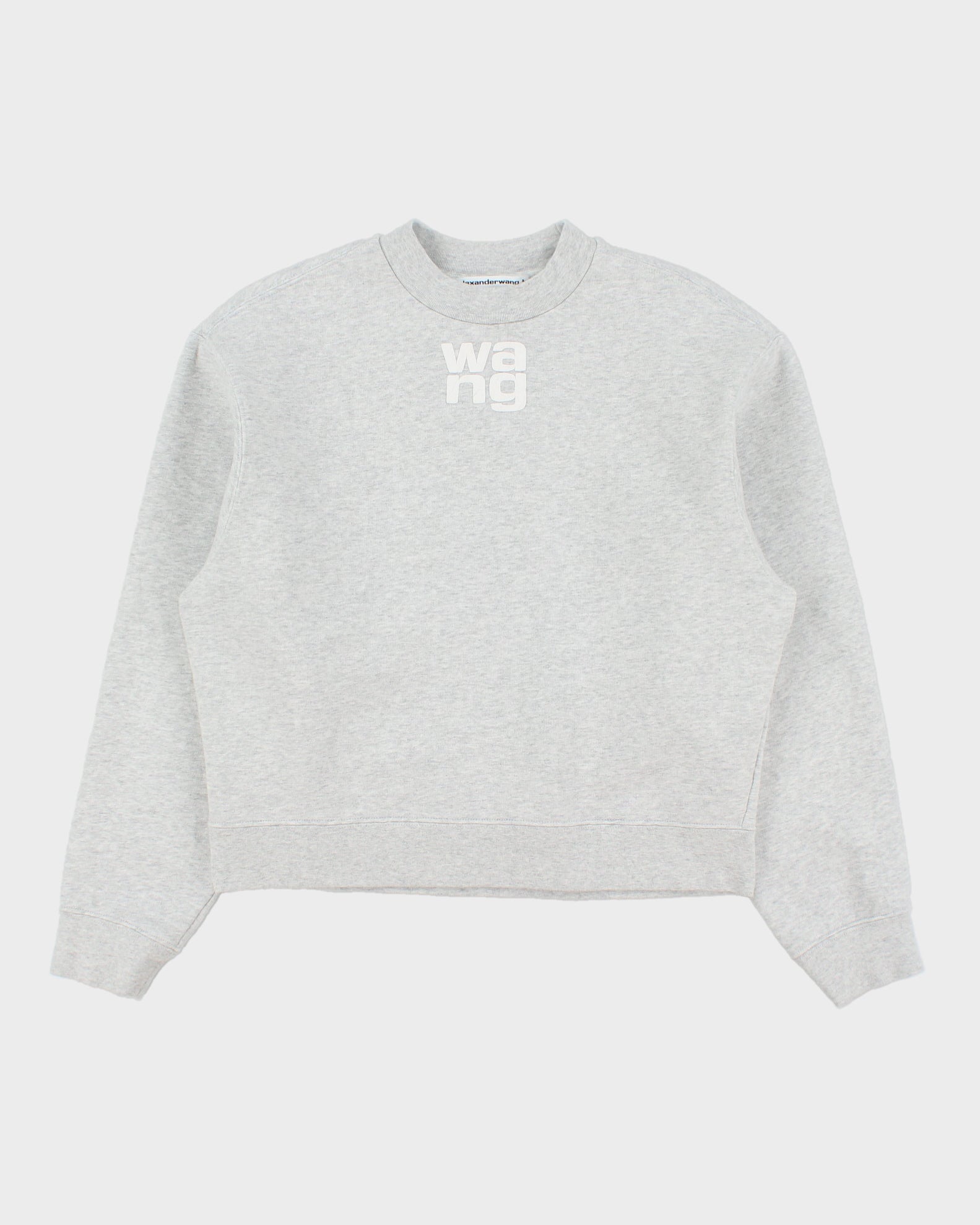 Alexander Wang.T Marl Grey Women's Heavyweight Oversized Cropped Crewneck Sweatshirt - S