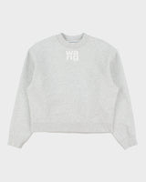 Alexander Wang.T Marl Grey Women's Heavyweight Oversized Cropped Crewneck Sweatshirt - S
