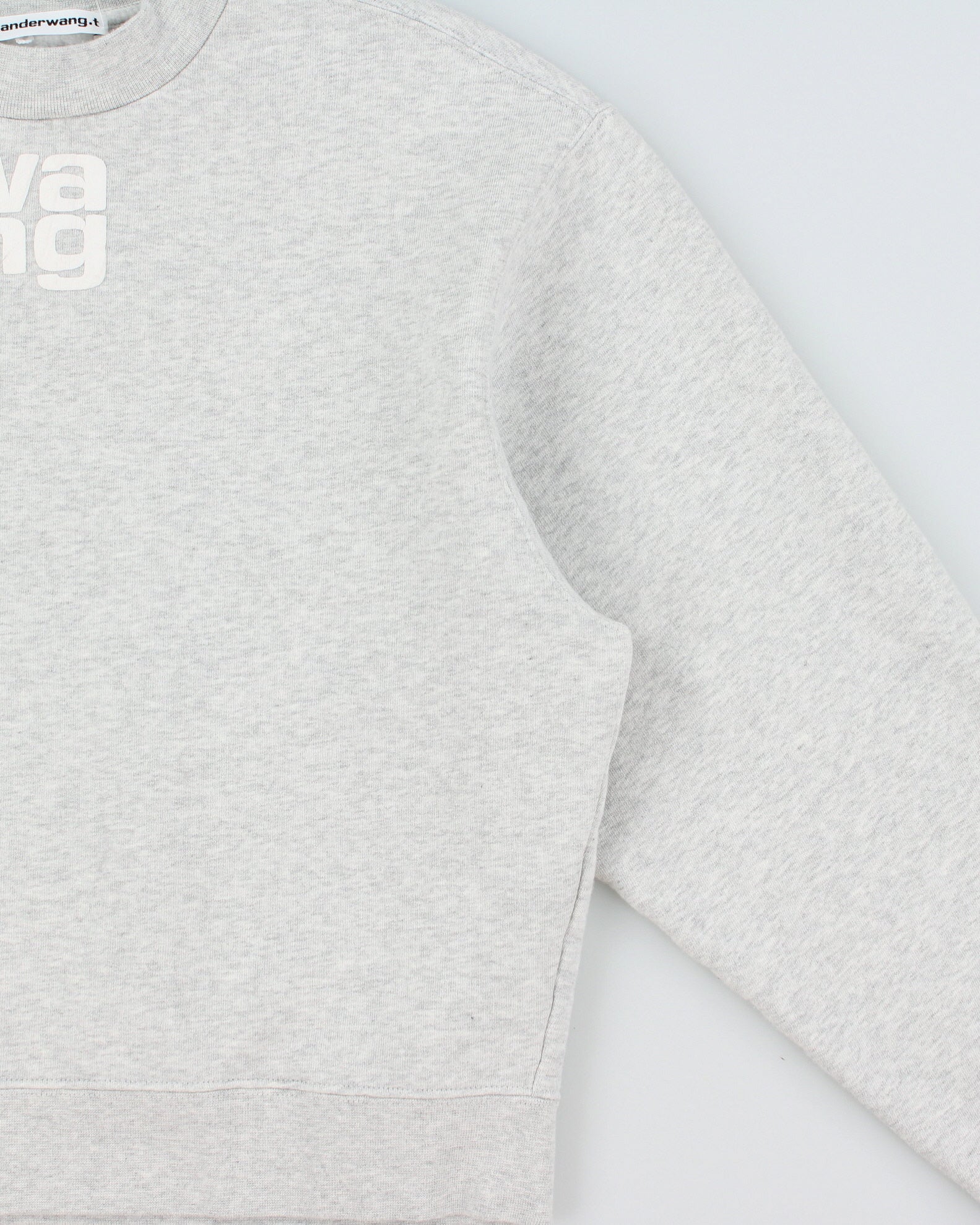 Alexander Wang.T Marl Grey Women's Heavyweight Oversized Cropped Crewneck Sweatshirt - S
