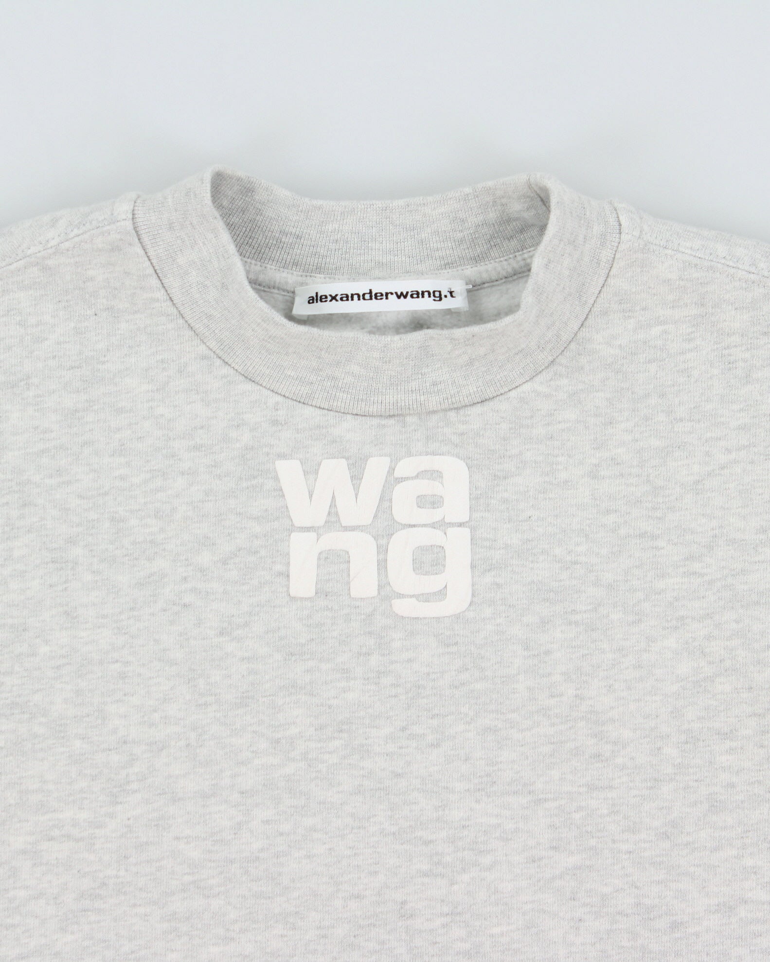 Alexander Wang.T Marl Grey Women's Heavyweight Oversized Cropped Crewneck Sweatshirt - S