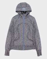 Vintage Lululemon Grey Marl Women's Heavyweight Full-Zip Scuba Hoodie - S