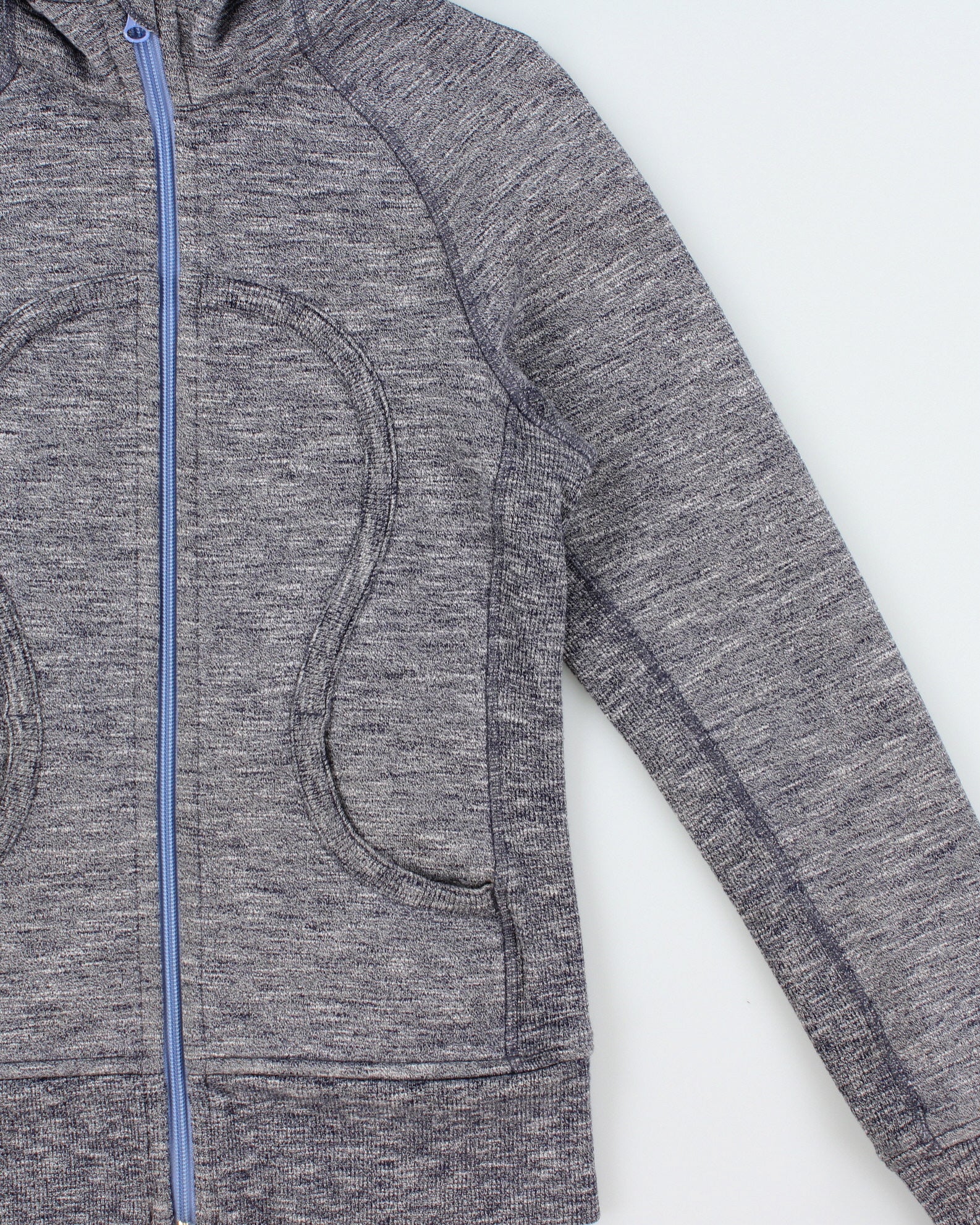 Vintage Lululemon Grey Marl Women's Heavyweight Full-Zip Scuba Hoodie - S