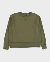 Vintage Polo Ralph Lauren Khaki Women's Boxy Classic Pony Crewneck Sweatshirt - M