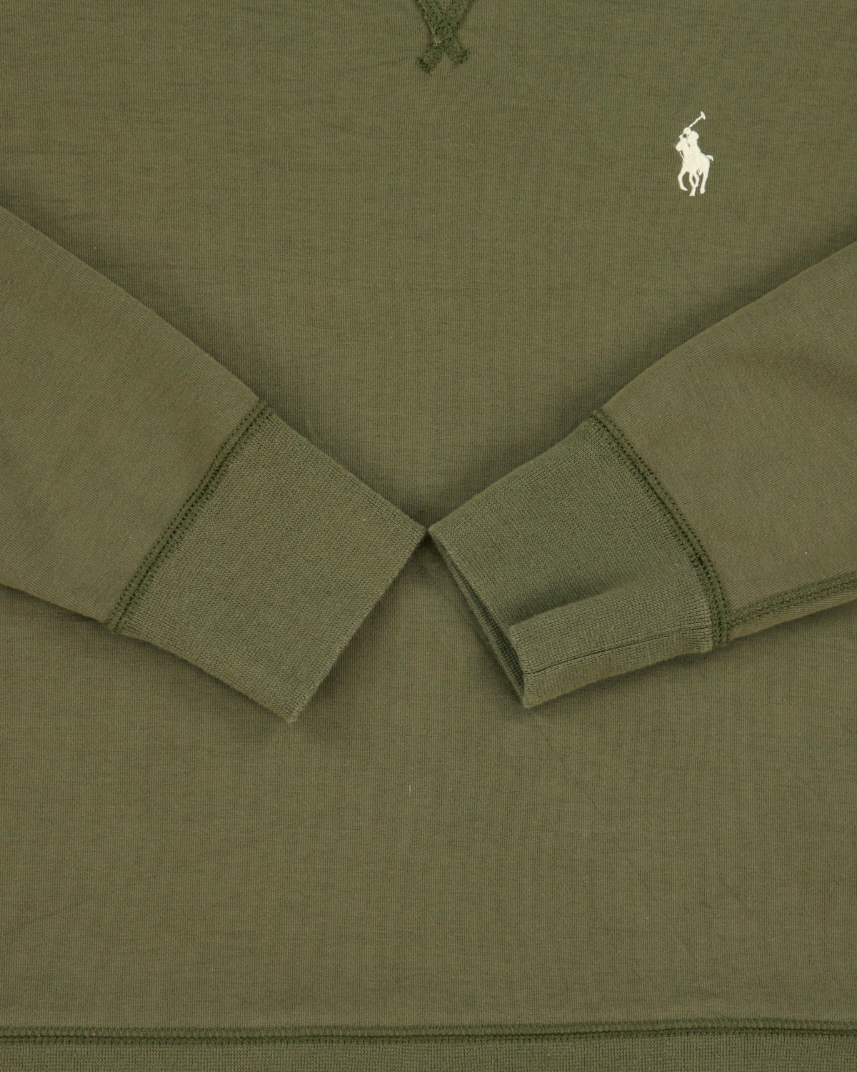 Vintage Polo Ralph Lauren Khaki Women's Boxy Classic Pony Crewneck Sweatshirt - M