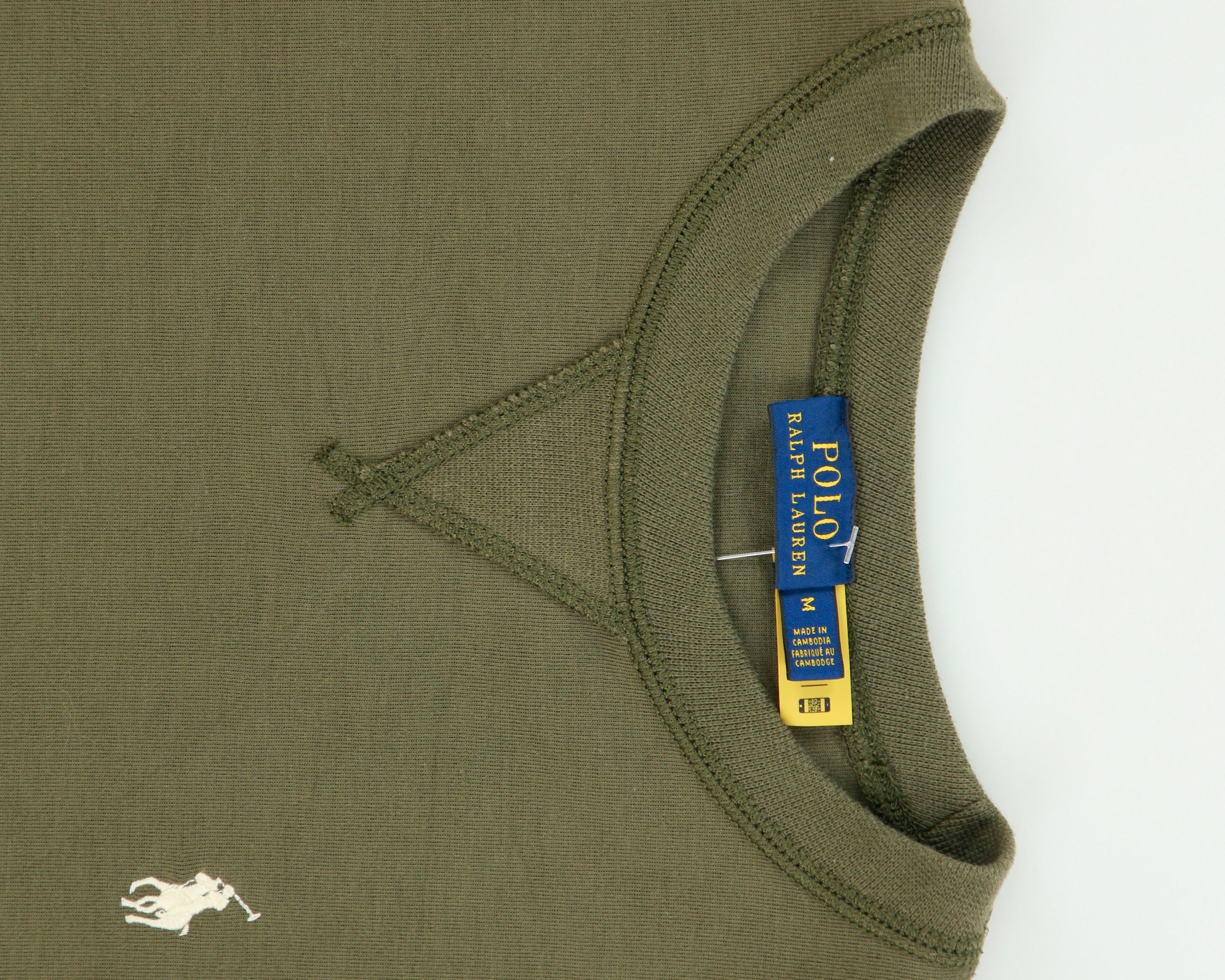 Vintage Polo Ralph Lauren Khaki Women's Boxy Classic Pony Crewneck Sweatshirt - M