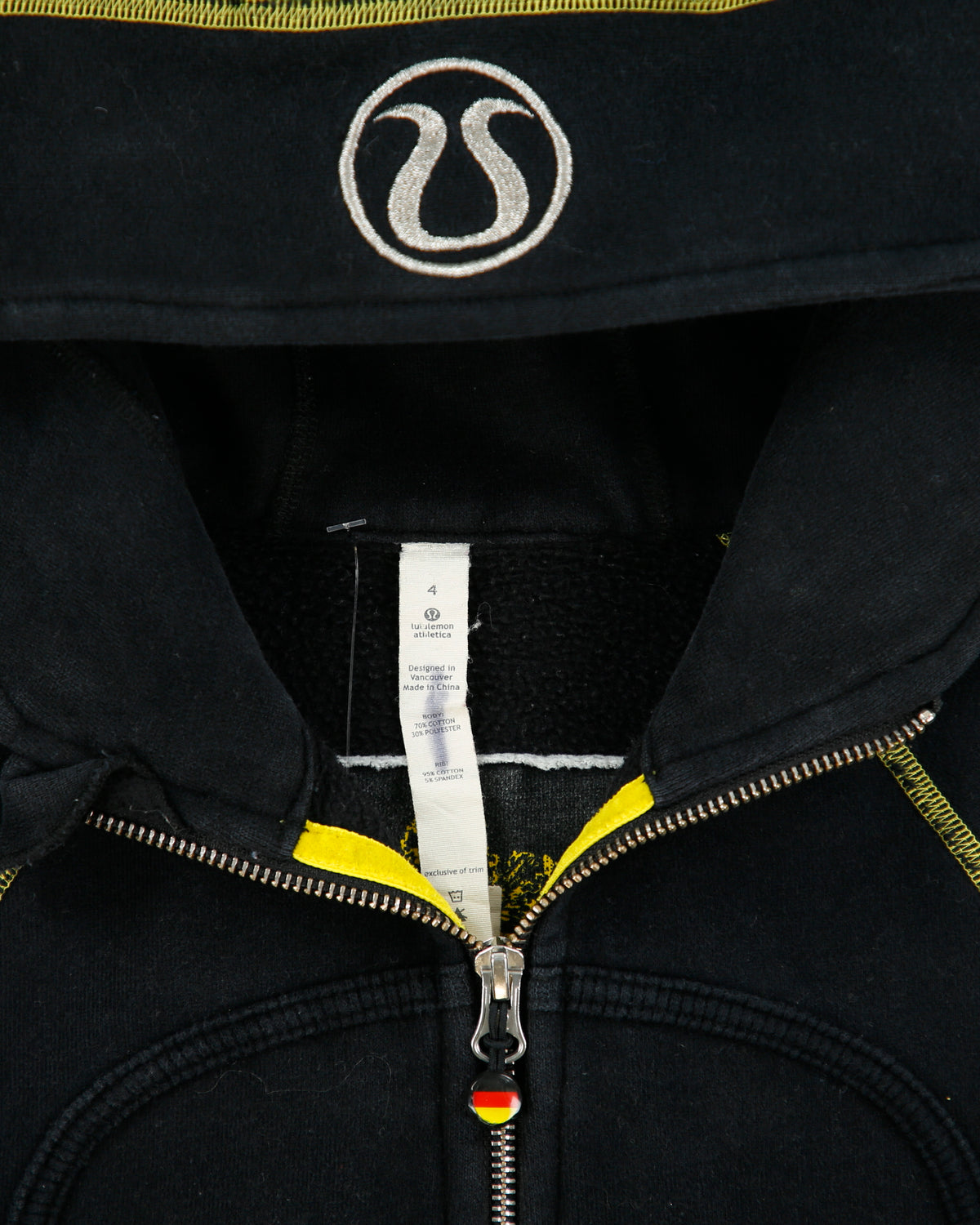 Vintage Lululemon Women's '2010 Winter Olympics Loophole Collection' Team Germany Heavyweight Zip-Up Scuba Hoodie - XS