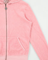 Vintage Y2K 00s Juicy Couture Rhinestone Snowflake Zip-up Velour Hoodie - L