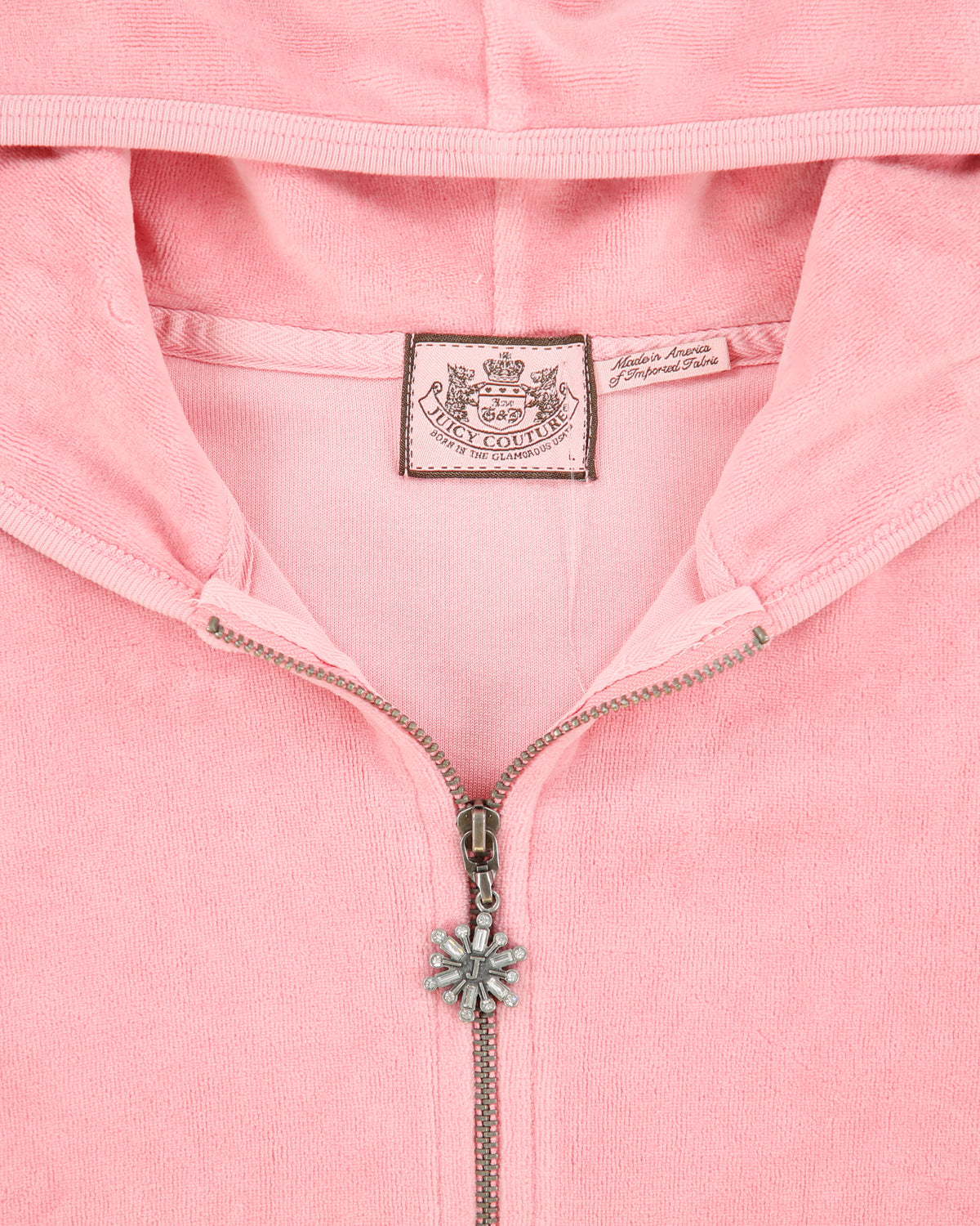 Vintage Y2K 00s Juicy Couture Rhinestone Snowflake Zip-up Velour Hoodie - L