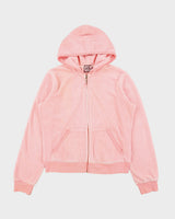Vintage Y2K 00s Juicy Couture Queen Of Stuff Graphic Zip-up Velour Hoodie - XL