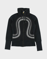 Vintage Y2K 00s Lululemon Breath Deeply Women's Heavyweight Embroidered Funnel Neck Scuba Zip-Up Sweatshirt - S
