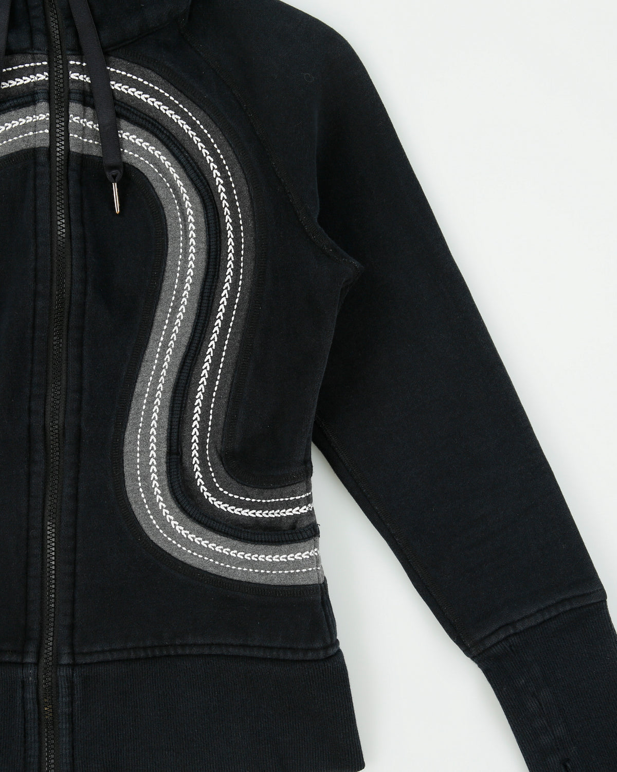 Vintage Y2K 00s Lululemon Breath Deeply Women's Heavyweight Embroidered Funnel Neck Scuba Zip-Up Sweatshirt - S