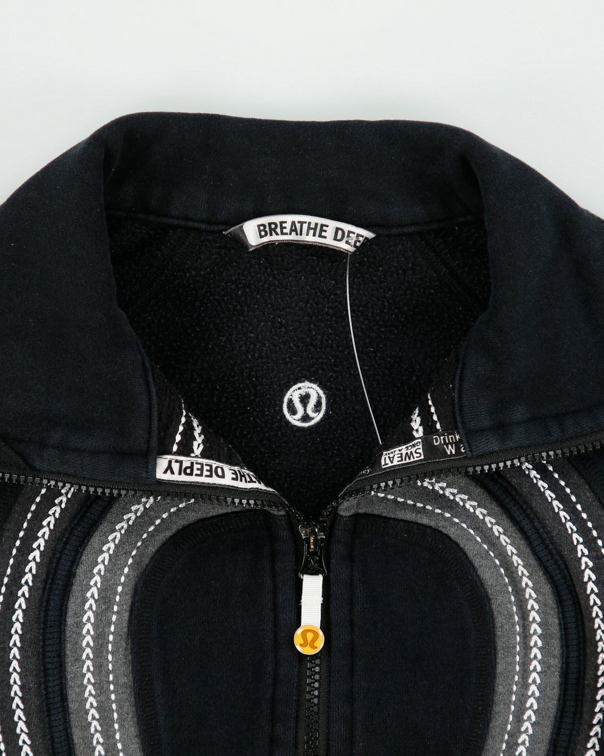 Vintage Y2K 00s Lululemon Breath Deeply Women's Heavyweight Embroidered Funnel Neck Scuba Zip-Up Sweatshirt - S