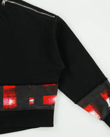 A/W 2019 Alexander McQueen Women's Fleece Lined Cropped Zip Shoulder Crewneck Sweatshirt - L