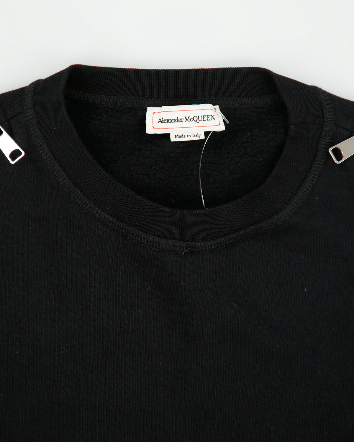 A/W 2019 Alexander McQueen Women's Fleece Lined Cropped Zip Shoulder Crewneck Sweatshirt - L