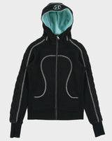 Vintage Lululemon Women's Limited Edition Fleece Lined Wool Blend Cable Knit Zip-Up Scuba Hoodie - M