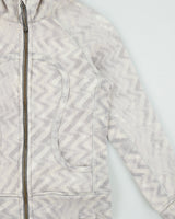 Vintage Lululemon Women's Blazer Fossil/White Zip-Up Scuba Hoodie - S