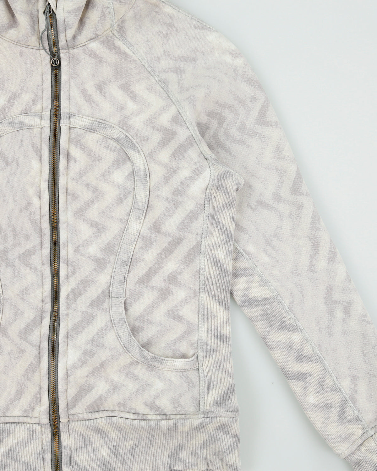 Vintage Lululemon Women's Blazer Fossil/White Zip-Up Scuba Hoodie - S