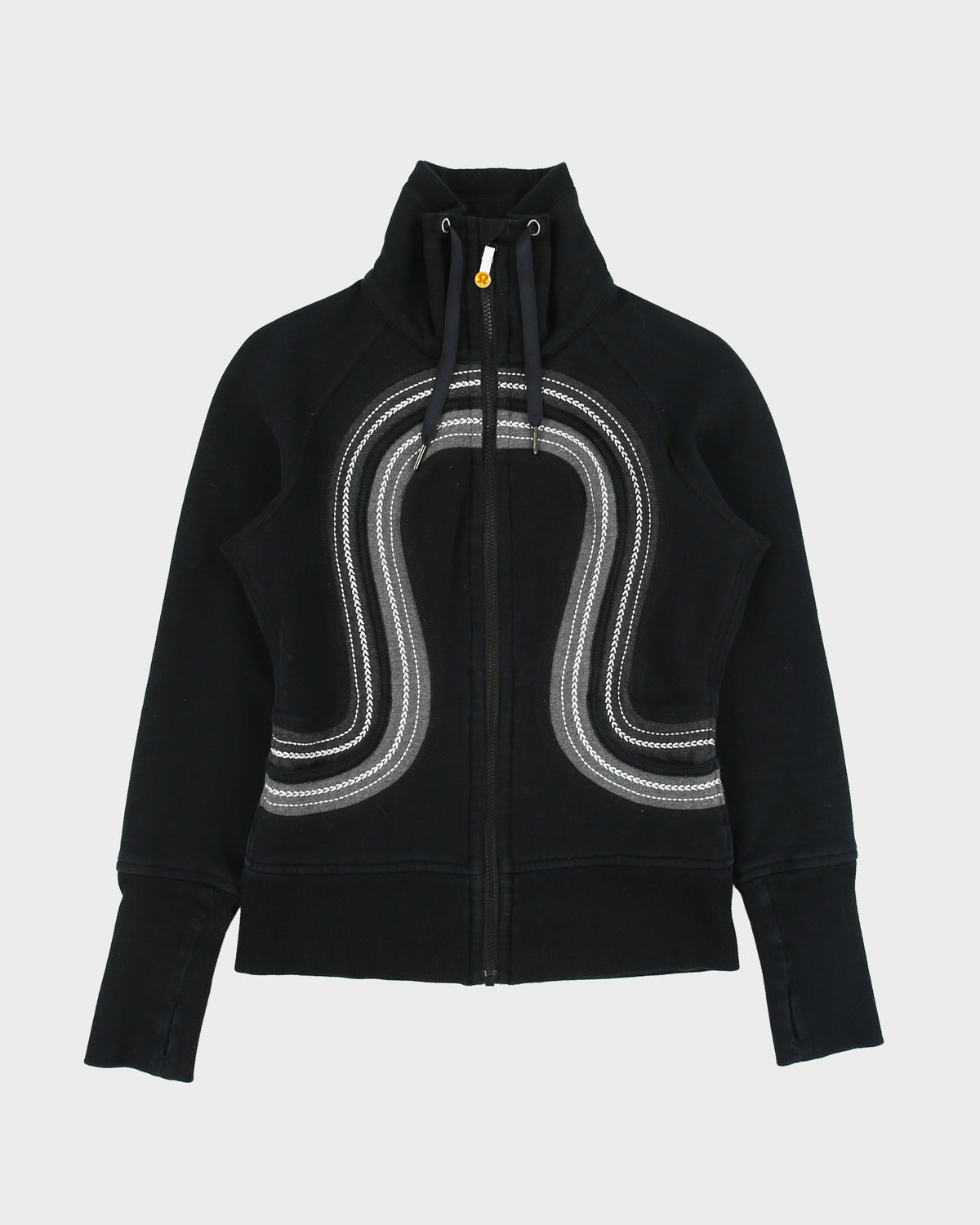Vintage Y2K 00s Lululemon Breathe Deeply Women's Heavyweight Embroidered Fleece Lined Zip-Up Scuba Sweatshirt - S