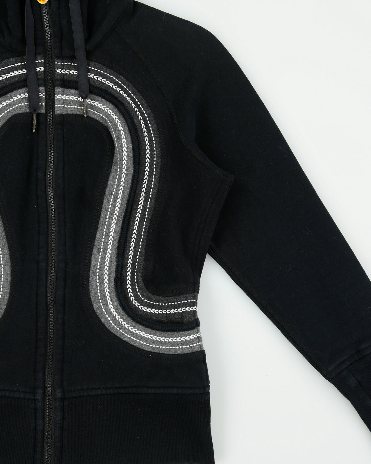 Vintage Y2K 00s Lululemon Breathe Deeply Women's Heavyweight Embroidered Fleece Lined Zip-Up Scuba Sweatshirt - S