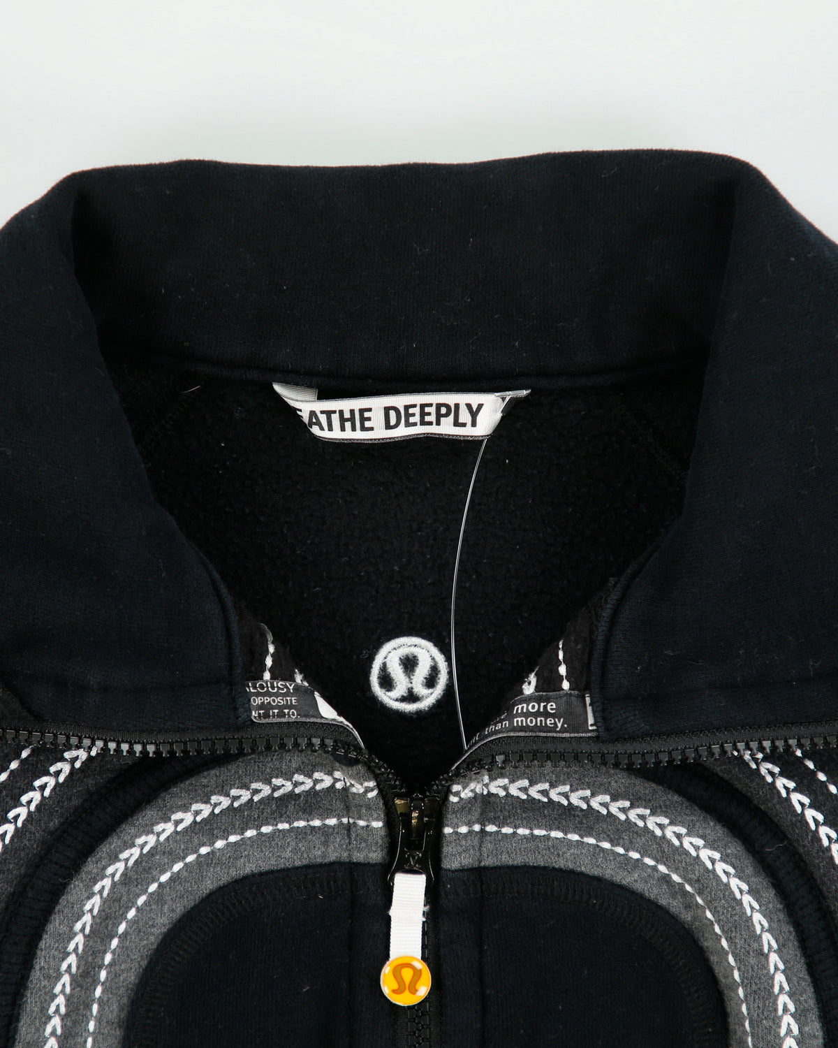 Vintage Y2K 00s Lululemon Breathe Deeply Women's Heavyweight Embroidered Fleece Lined Zip-Up Scuba Sweatshirt - S