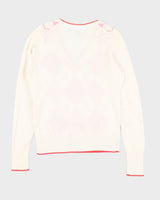 Y2K 00s Espirit Pink &amp; White Argyle Sweatshirt - S/M