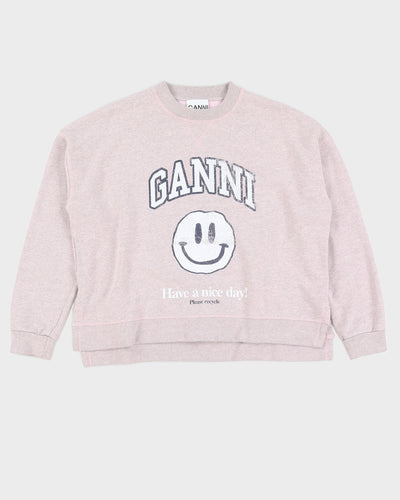 Ganni "Have A Nice Day" Oversize Cropped Sweatshirt - S/M