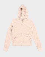 Y2K 00s Juicy Couture Dusty Pink Cherry Velour Track Jacket - M