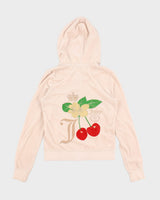 Y2K 00s Juicy Couture Dusty Pink Cherry Velour Track Jacket - M