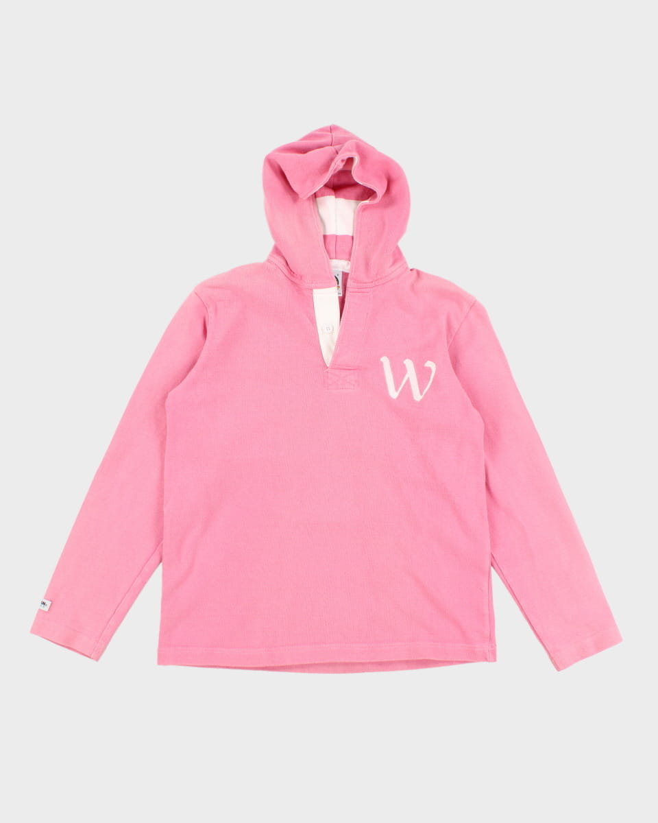 Vintage 90s Barbarian Pink Rugby Hoodie - L