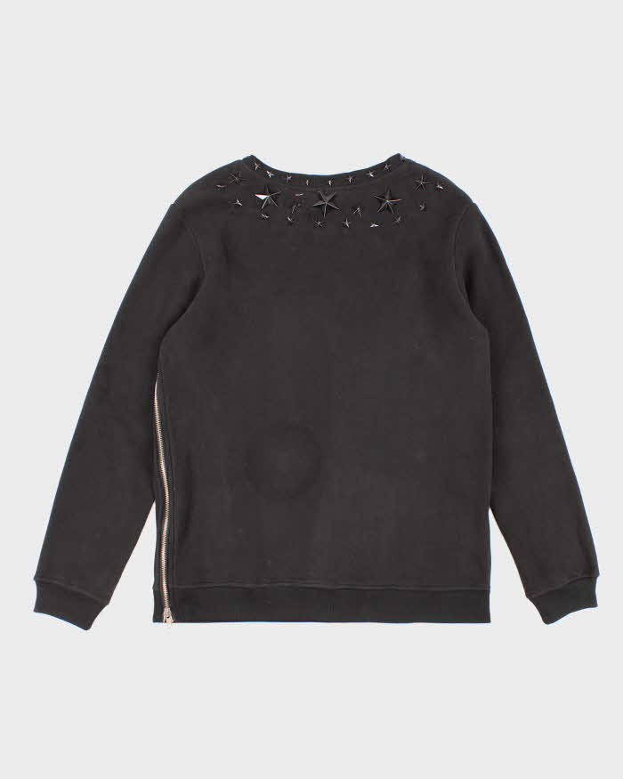 Womens Black Givenchy Star Decals Zip Sides Sweatshirt - S