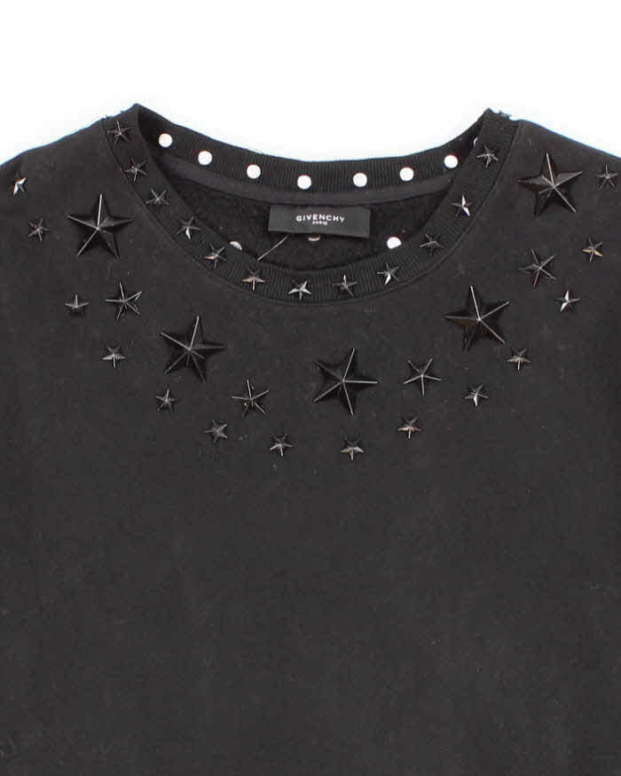 Womens Black Givenchy Star Decals Zip Sides Sweatshirt - S