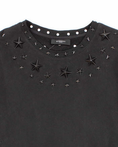 Womens Black Givenchy Star Decals Zip Sides Sweatshirt - S