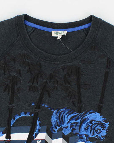 Womens Blue Kenzo Jungle Tiger Embroidered Sweatshirt - S