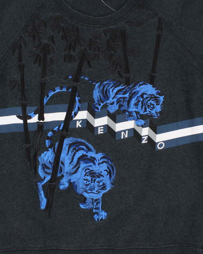 Womens Blue Kenzo Jungle Tiger Embroidered Sweatshirt - S