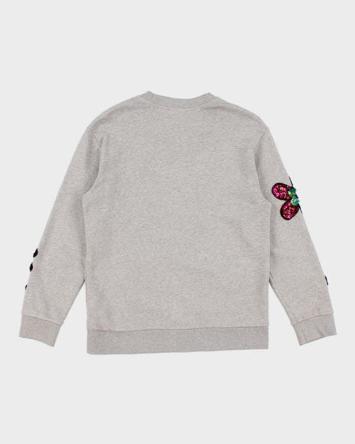 Womens Grey Burberry Sequin Decal Sweatshirt - S