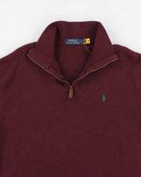 Womens Burgundy Ralph Lauren Quarter Zip Sweatshirt - L