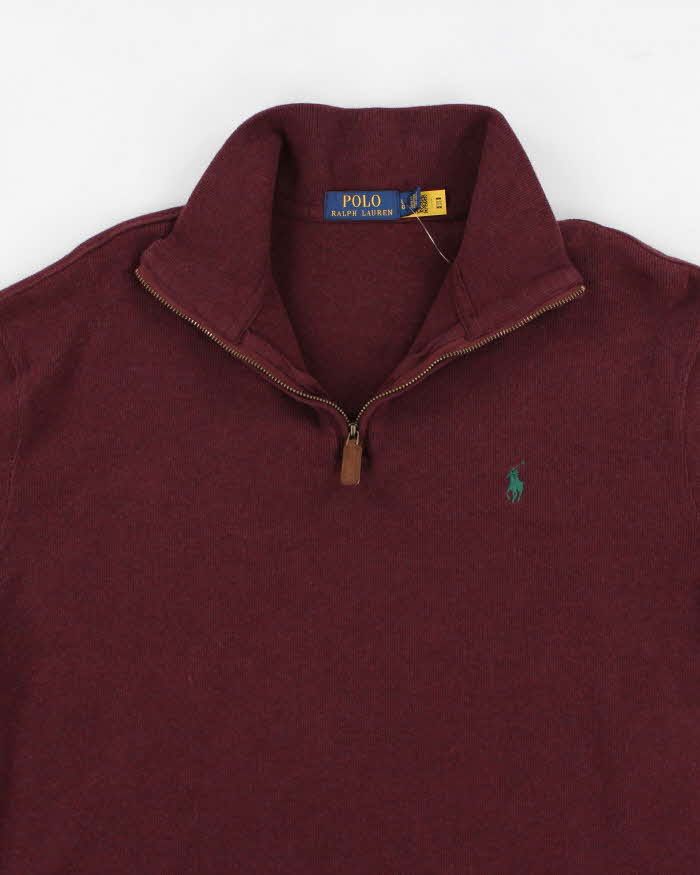 Womens Burgundy Ralph Lauren Quarter Zip Sweatshirt - L