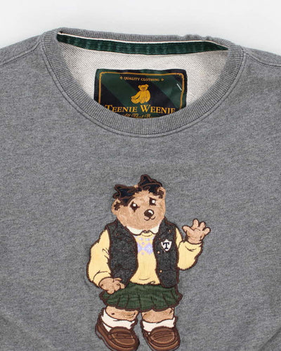 Teenie Weenie Bear Embroidered Grey Sweatshirt - S
