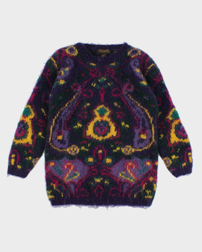 Vintage 90s Woman's Colourful Mohair Jumper - M