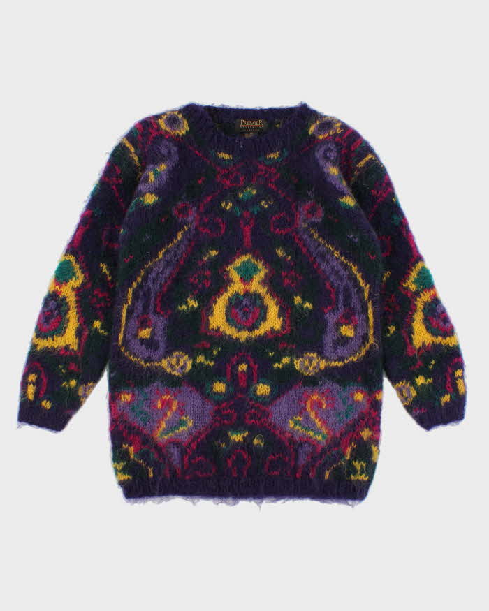 Vintage 90s Woman's Colourful Mohair Sweater