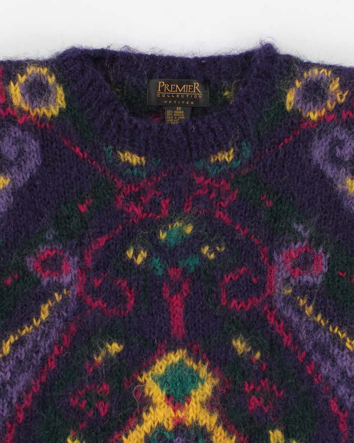 Vintage 90s Woman's Colourful Mohair Jumper - M