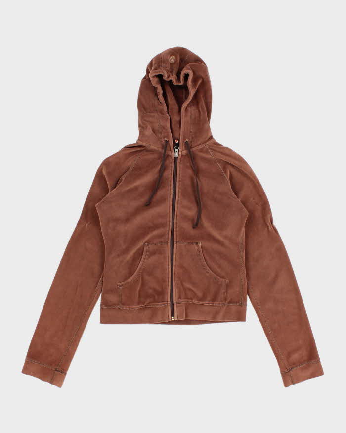 Lululemon Brown Velour Hooded Track Sweatshirt - S